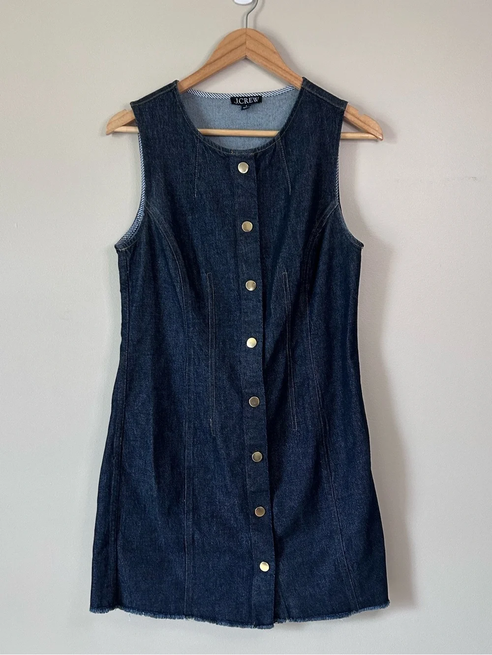 J. Crew Dark Blue Rinse Wash Denim Seamed Stitch Detail Mini Dress Size 6